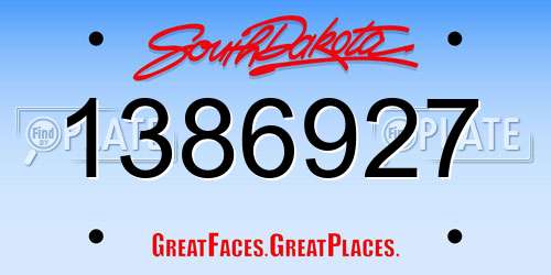 1386927 South Dakota License Plate