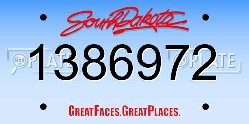 1386972 South Dakota License Plate
