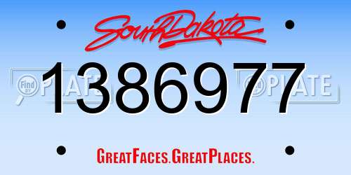 1386977 South Dakota License Plate