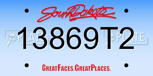 13869T2 South Dakota License Plate
