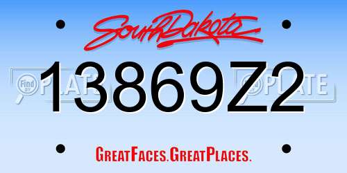 13869Z2 South Dakota License Plate