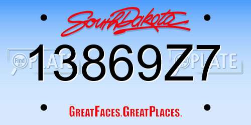 13869Z7 South Dakota License Plate
