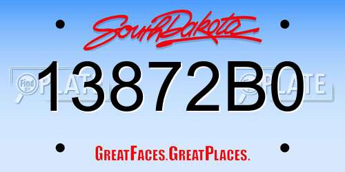 13872B0 South Dakota License Plate
