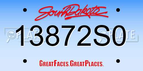 13872S0 South Dakota License Plate