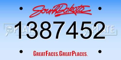 1387452 South Dakota License Plate