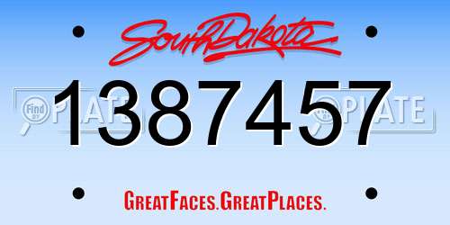1387457 South Dakota License Plate