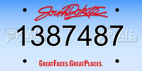 1387487 South Dakota License Plate