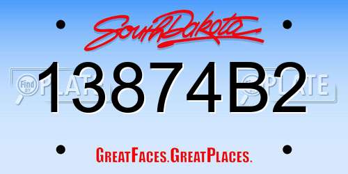 13874B2 South Dakota License Plate