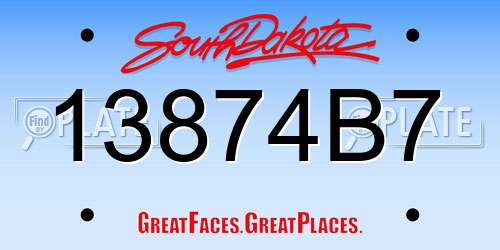 13874B7 South Dakota License Plate