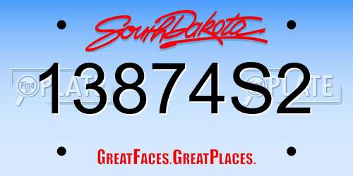 13874S2 South Dakota License Plate