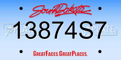 13874S7 South Dakota License Plate