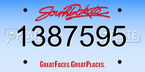 1387595 South Dakota License Plate