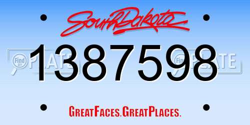 1387598 South Dakota License Plate