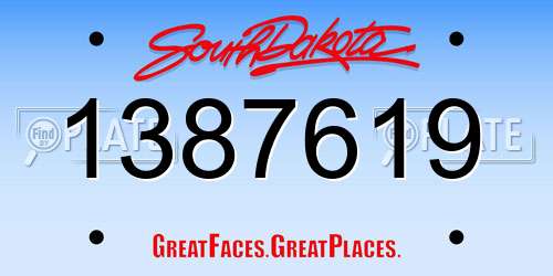1387619 South Dakota License Plate