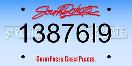 13876I9 South Dakota License Plate