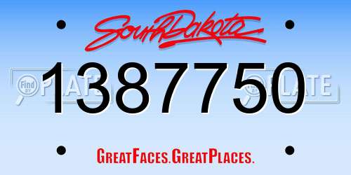 1387750 South Dakota License Plate