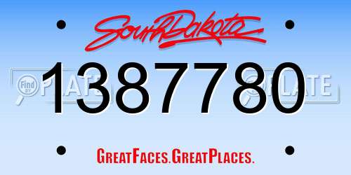 1387780 South Dakota License Plate