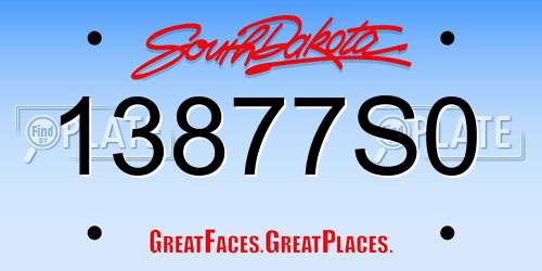 13877S0 South Dakota License Plate