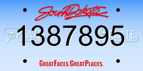 1387895 South Dakota License Plate
