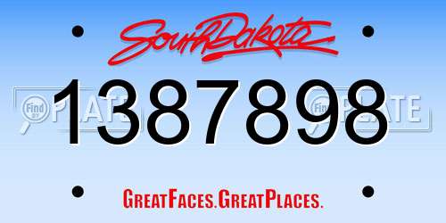 1387898 South Dakota License Plate