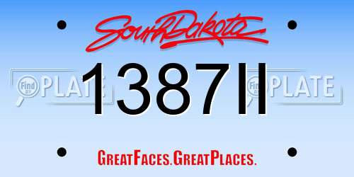 1387II South Dakota License Plate