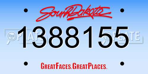 1388155 South Dakota License Plate