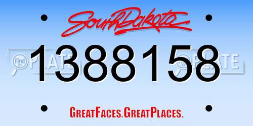 1388158 South Dakota License Plate