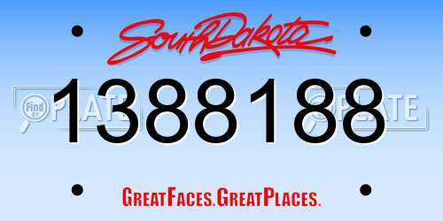 1388188 South Dakota License Plate