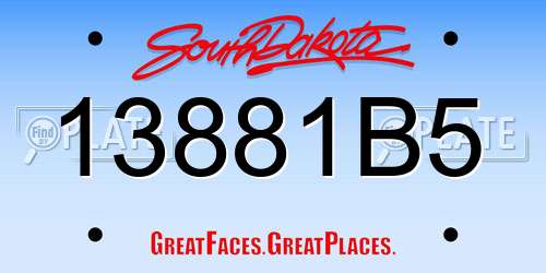 13881B5 South Dakota License Plate