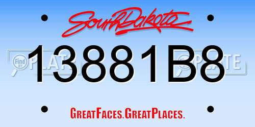 13881B8 South Dakota License Plate