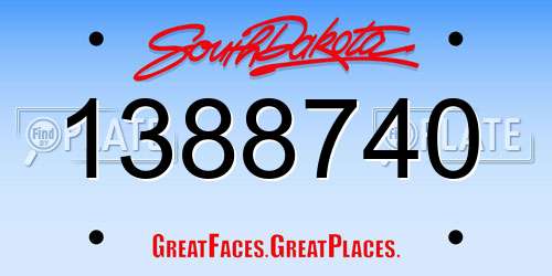 1388740 South Dakota License Plate