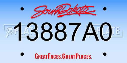 13887A0 South Dakota License Plate
