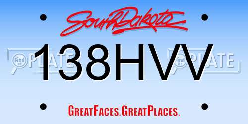 138HVV South Dakota License Plate
