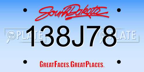 138J78 South Dakota License Plate