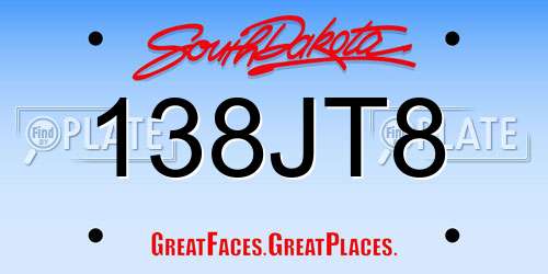 138JT8 South Dakota License Plate