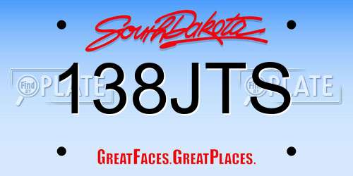 138JTS South Dakota License Plate