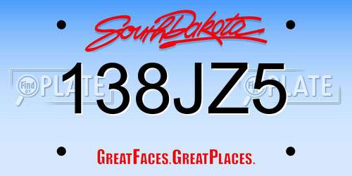 138JZ5 South Dakota License Plate