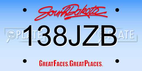 138JZB South Dakota License Plate