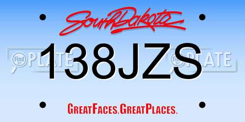 138JZS South Dakota License Plate