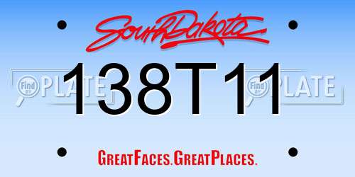 138T11 South Dakota License Plate