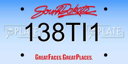 138TI1 South Dakota License Plate
