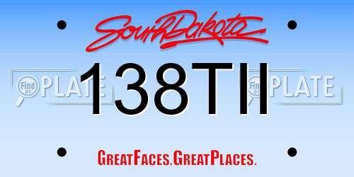 138TII South Dakota License Plate