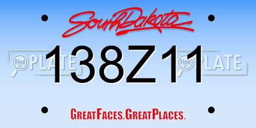 138Z11 South Dakota License Plate