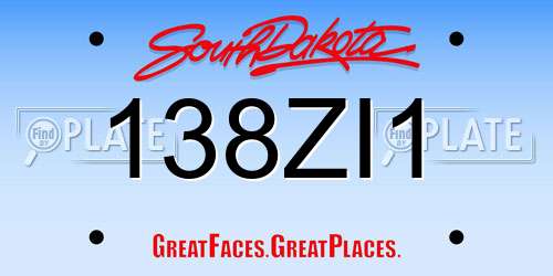 138ZI1 South Dakota License Plate