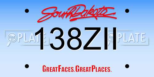 138ZII South Dakota License Plate