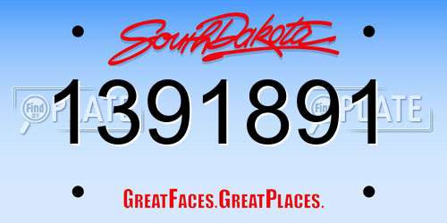 1391891 South Dakota License Plate