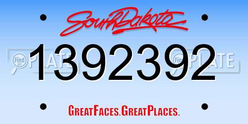 1392392 South Dakota License Plate