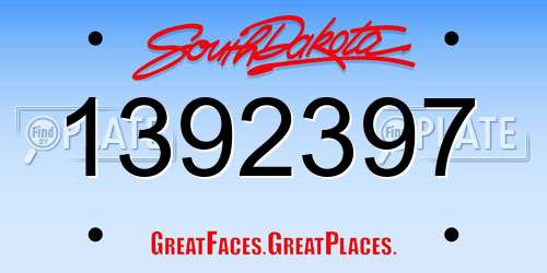 1392397 South Dakota License Plate