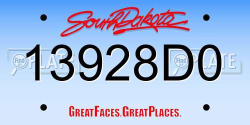 13928D0 South Dakota License Plate