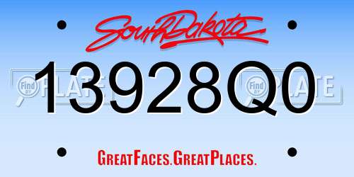 13928Q0 South Dakota License Plate